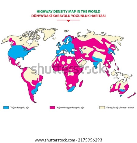 Highway density map of the world. Vector