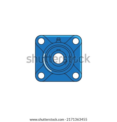pillow block bearing type UCF, blue vector icon design, on white background
