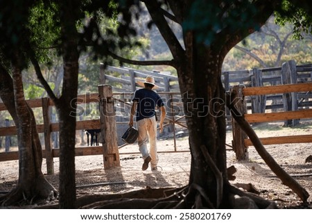 Similar – Image, Stock Photo Local man with cowboy hat sitting at dock along lake Atitlan at the coast of Santa Cruz la Laguna, Guatemala