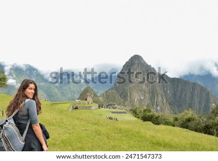 Similar – Image, Stock Photo Young woman discovering a remote beach