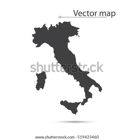 Simple Black Map Of Italy Isolated On White Background. Vector Illustration