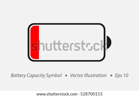 Dead Battery. Red Battery Capacity Sign Isolated On White Background. Vector Illustration