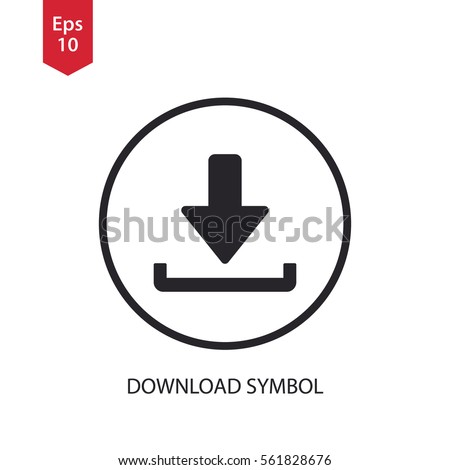 Download Icon. Simple Flat Symbol In Circle. Vector Illustrated Sign