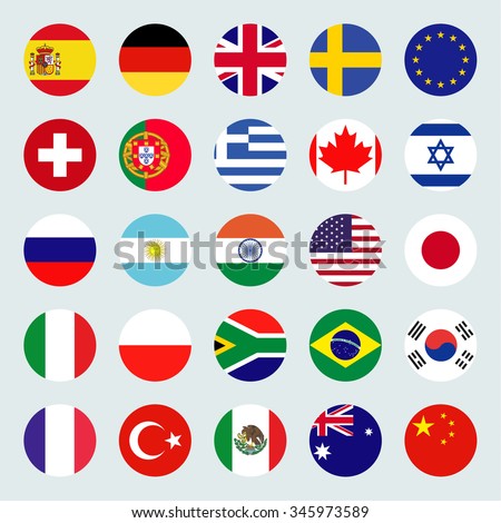 Circle flags vector of the world. Flags icons in flat style.