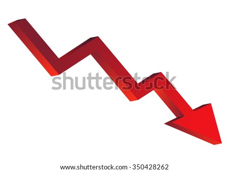 red graph decrease. vector illustration