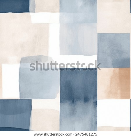 Geometric Aqua Terra Brown French Grey Abstract Watercolor Scandinavian Design Seamless Pattern Wallpaper Curtain Bedding Upholstery White Background Vector