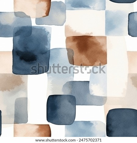 Geometric Aqua Terra Brown French Grey Abstract Watercolor Scandinavian Design Seamless Pattern Wallpaper Curtain Bedding Upholstery White Background Vector