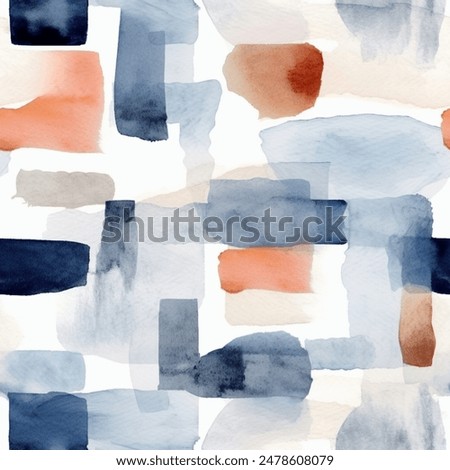 Aqua Terra Brown French Grey Abstract Geometric Watercolor Scandinavian Design Seamless Pattern Wallpaper Curtain Bedding Upholstery White Background Vector