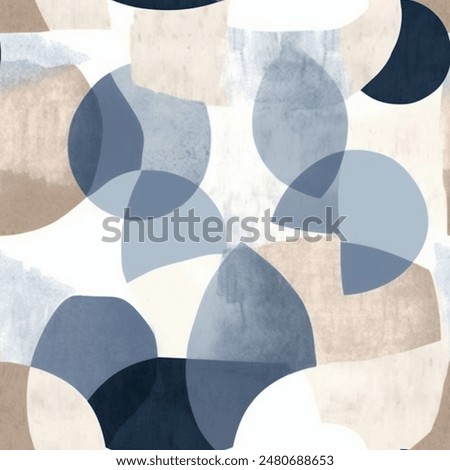 Aqua Terra Brown French Grey White Abstract Geometric Watercolor Scandinavian Design Seamless Pattern Wallpaper Curtain Bedding Upholstery Pastel Background Vector