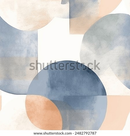 Elegant Aqua Terra Brown French Grey White Abstract Geometric Watercolor Scandinavian Design Seamless Pattern Wallpaper Curtain Bedding Upholstery Pastel Background Vector