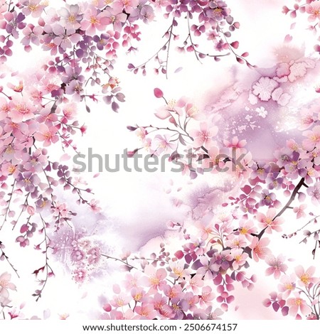 Timeless Japanese Cherry Blossoms Kimono Yukata Pink Red Purple Sakura Colorful Seamless Pattern Wallpaper Curtain Bedding Background Upholstery Gift Wrapping Paper Vector 