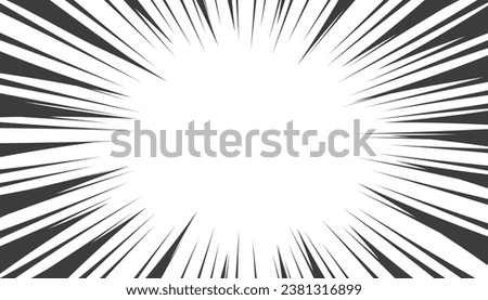 Speed lines arranged in a circle. Black and white background. Comic book action lines. Vector graphic.