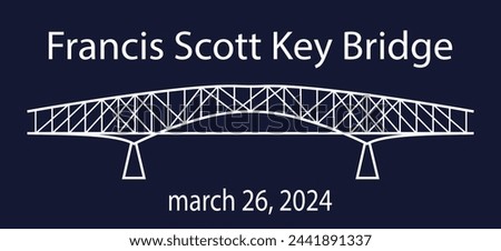 Francis Scott Key Bridge. March 26, 2024. Simple vector illustration