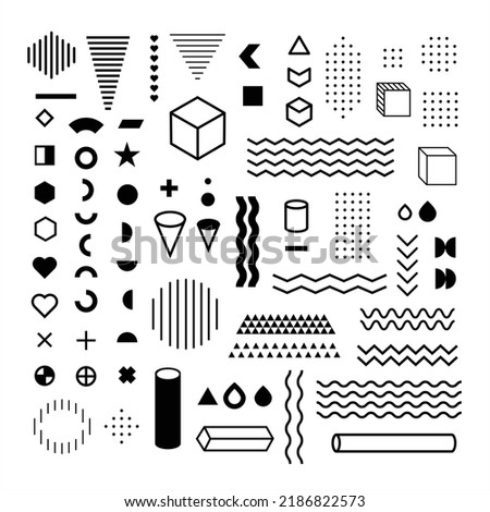 geometric shapes. design, retro elements for web, vintage, advertisement, commercial banner, poster, leaflet, billboard, and sale. Collection trendy halftone vector geometric shapes.