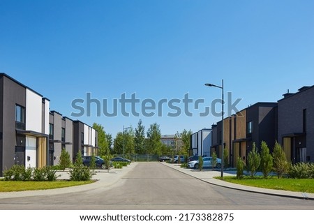 New modern block of flats in green area. residential apartment with flat buildings exterior. luxury house complex. Part of City Real estate property, condo architecture. apartment insurance concept. Zdjęcia stock © 