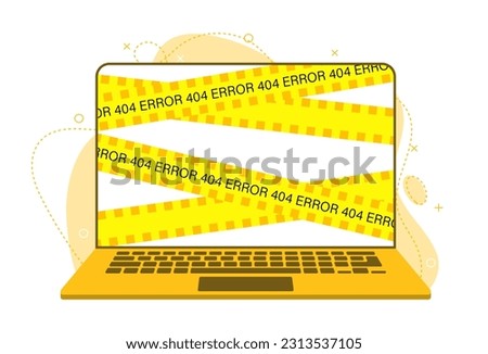 An error on the laptop screen. Broken device needs repair illustration
