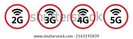 Wifi Signal icon. Network Icon. 2G, 3G, 4G, 5G Icon, Vector Illustration.