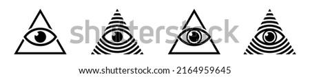 Illuminati set icon symbols. Masonic icon. All seeing eye Icon, Vector Illustration