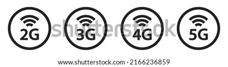 Signal Icon. Wi-Fi Network Icon. 2G, 3G, 4G, 5G, Icon Vector Illustration.