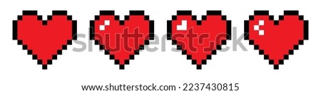 Heart pixel icon. Love pixel icon, vector illustration