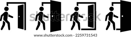 Sign and exit door icon, vector illustration