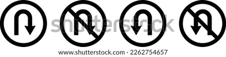 U-Turn Right and Left Traffic Road Icon, vector illustration