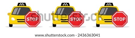 Taxi car stop set icon, vector illustration