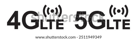 4G an 5G LTE set icon, vector illustration