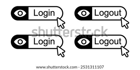 Log in an log out click button icon, vector Illustration