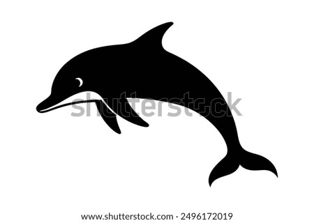 dolphin black Silhouette vector art Illustration with white background