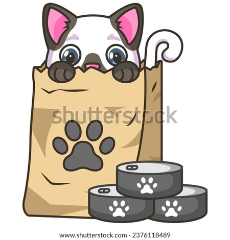 Cat Hiding In A Pack, vector art design illustration