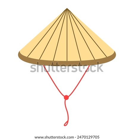 Vietnamese Traditional Hat Cartoon, Digital Art Illustration