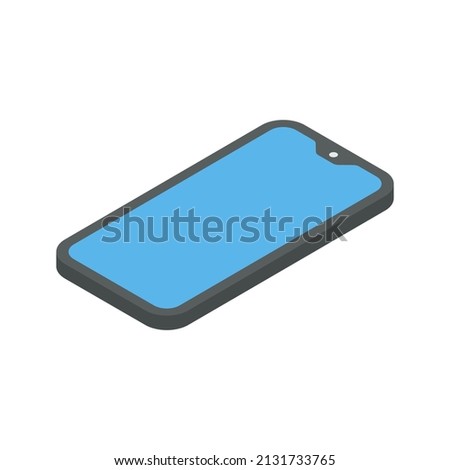 Modern black smartphone with empty screen isometric vector illustration. 3d mobile phone for internet browsing calling remotely online communication isolated. Portable electronic device