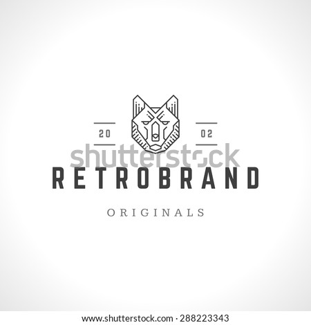 royalty free vintage fox face line art logotype 291537314 stock