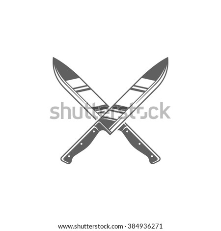 Two Knifes Restaurant Vector Illustration. Knifes Silhouette Isolated On White Background. Vector object for Labels, Badges, Logos Design. Knife Logo, Knife Symbol, Vintage Logo, Knifes Icon.