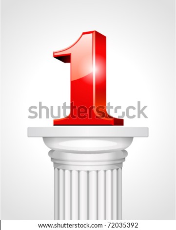 First place red 3d number one on white column