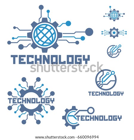 Set of circuit tech elements. Electronics icon. Tech logo.