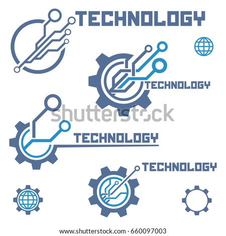 Set of circuit tech elements. Electronics icon. Tech logo.