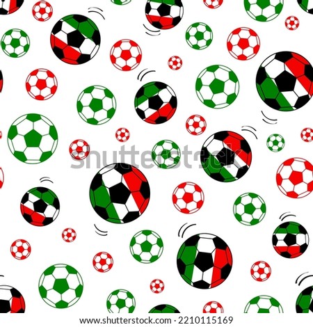 ITALIAN FOOTBALL BALL SURFACE PATTERN DESIGN WITH WHITE BACKGROUND. VECTOR SEAMLESS PATTERN