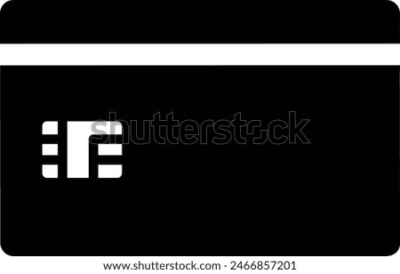 Black silhouette icon of credit card with IC chip