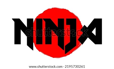 Japanese flag vector illustration with ninja inscription, for background, wallpaper and print