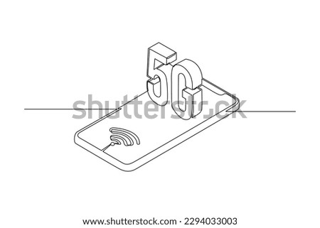 Single one line drawing 5G smartphone. 5G technology concept. Continuous line draw design graphic vector illustration.