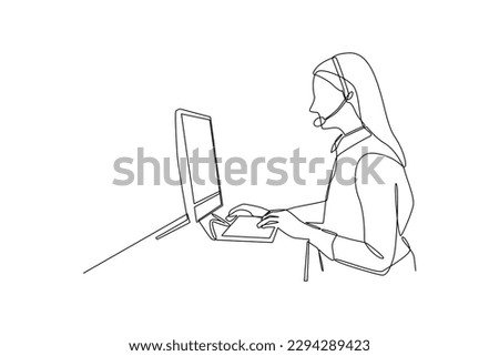 Continuous one line drawing Bank agent specialist speaking on cellphone. Banking concept. Single line draw design vector graphic illustration.