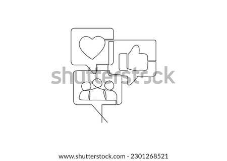 Continuous one line drawing Social media Concept. Single line draw design vector graphic illustration.