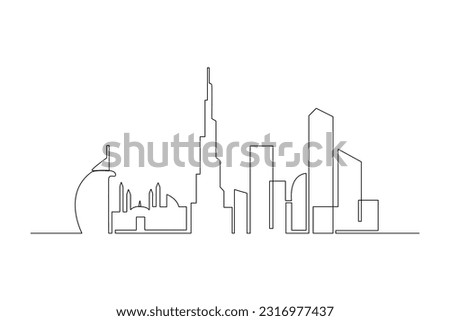 Continuous one line drawing modern building displays for living room. Interior concept. Single line draw design vector graphic illustration.