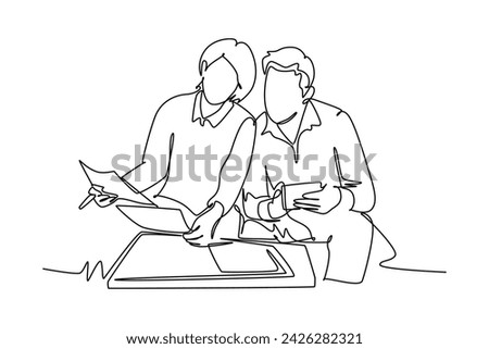 Continuous one line drawing Bank and Finance concept. Doodle vector illustration.