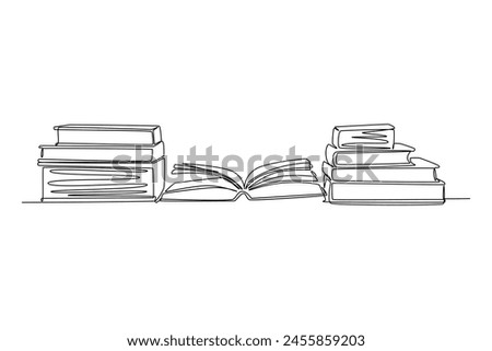 Continuous one line drawing library concept. Doodle vector illustration.