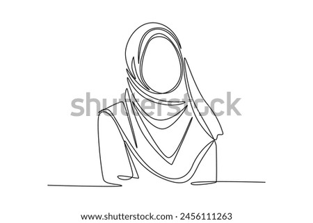 Continuous one line drawing stylish and trendy hijab woman concept. Doodle vector illustration.