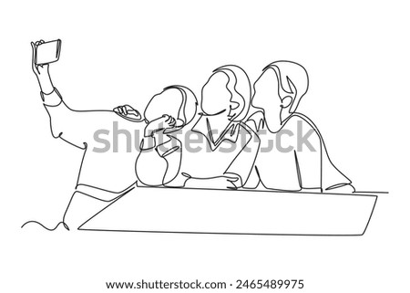 Gathering Family Concept. Single line draw design vector graphic illustration.