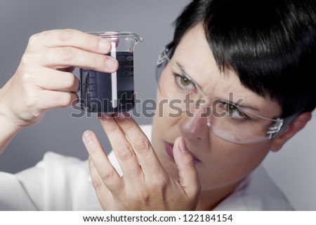 chemist working, young beauty woman in modern research laboratory